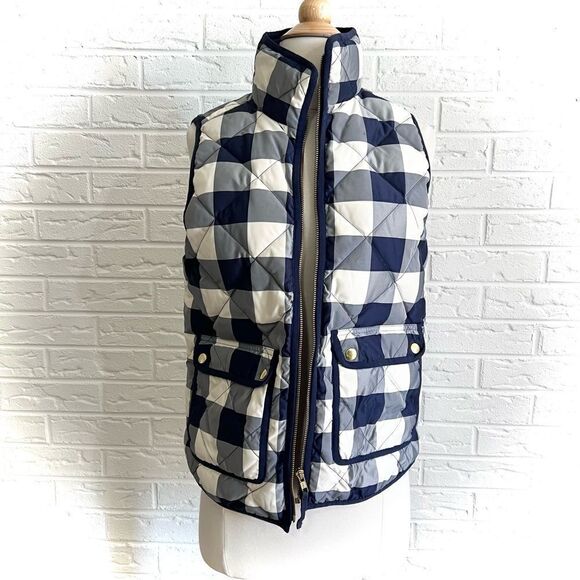 J.Crew Checkered Gingham Puffer Vest Size XS - Picture 1 of 4